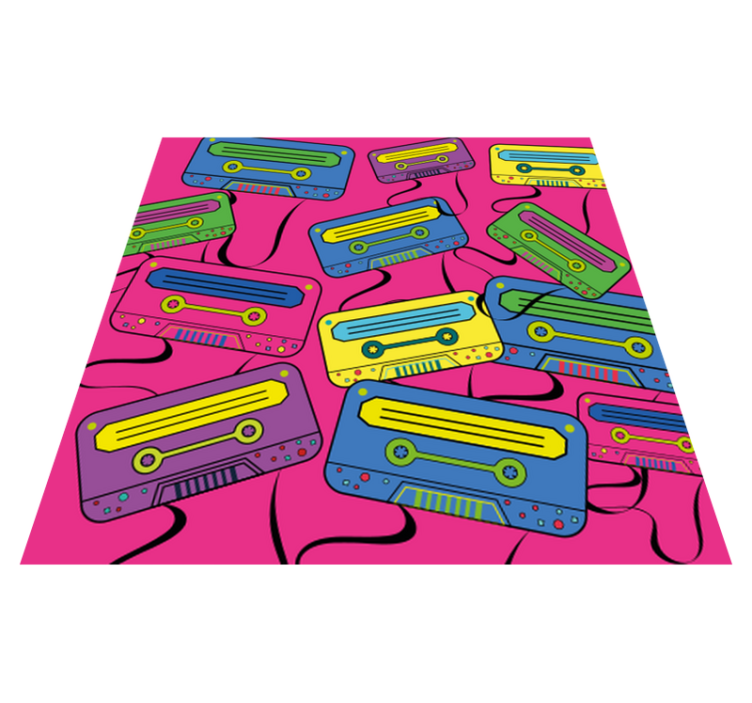 Vibrant Cassette Tapes teenager vinyl rug - TenStickers