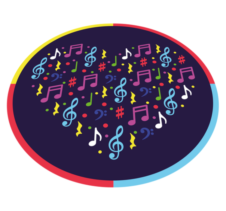 Musical Note Heart teenager vinyl rug - TenStickers