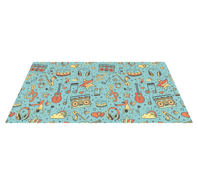 Colorful vintage musical notes rectangular rug - TenStickers