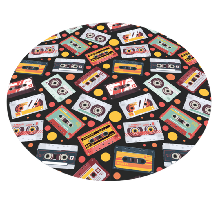 Vintage cassette tape pattern circular rug - TenStickers
