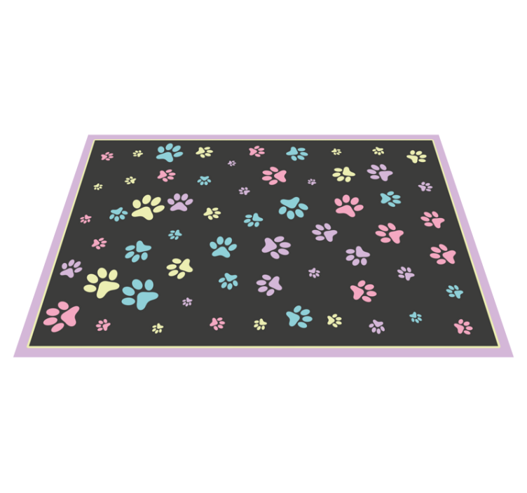 Colorful Paw Imprints animal print vinyl rug - TenStickers