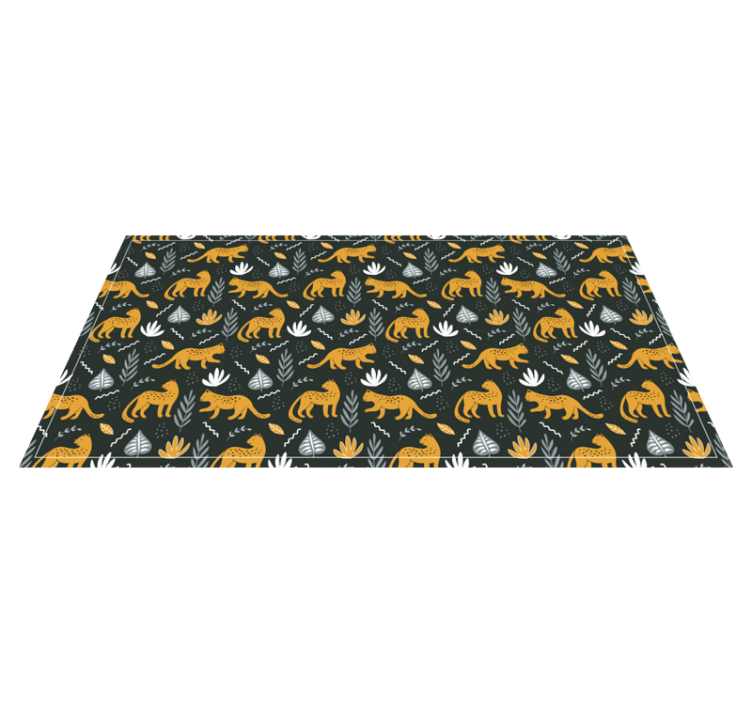 Leopard walk dark background pattern animal rug - TenStickers