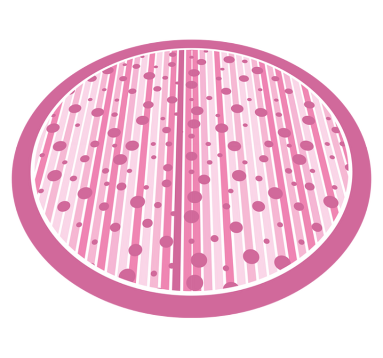 Pink vertical stripes with dots circular rug - TenStickers