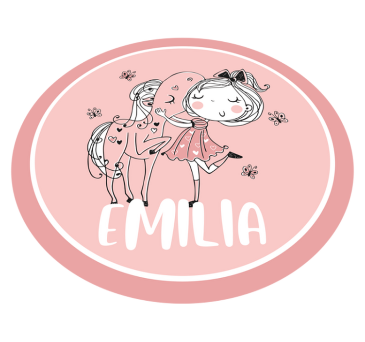 Girl and horse with name teenager vinyl rug - TenStickers