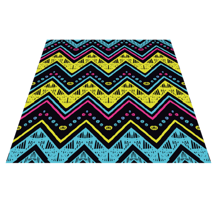 Multicolor zig zag lines pattern ethnic rug - TenStickers
