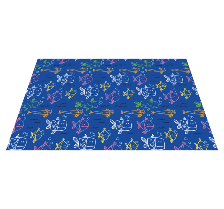 Whimsical Fish Illustration kids vinyl rug - TenStickers