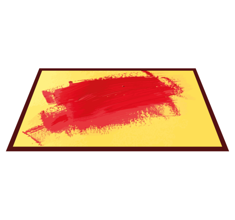Red paint yellow background rectangular rug - TenStickers
