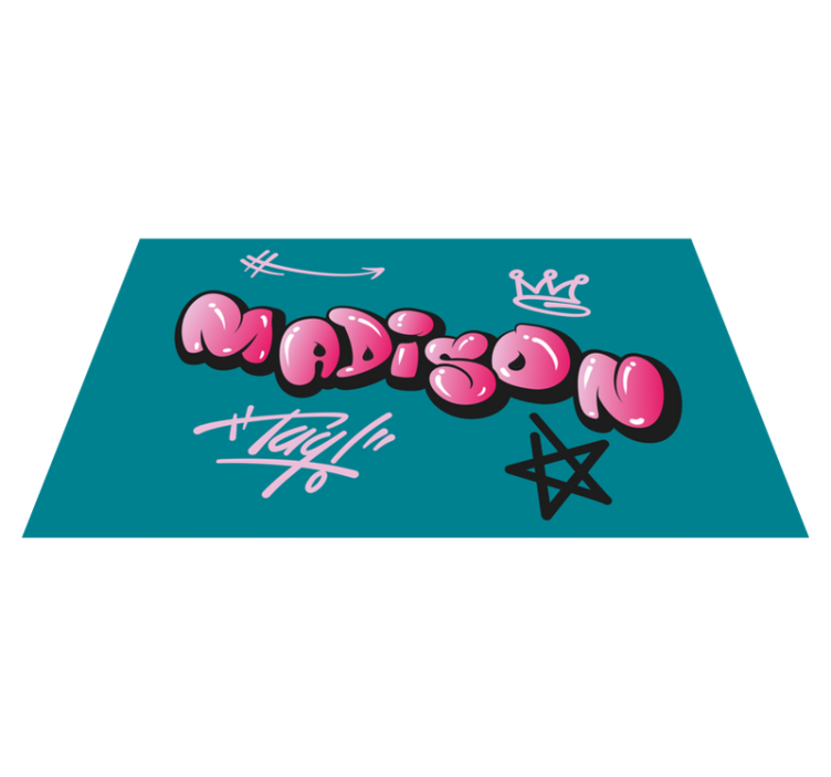 Pink graffiti with name teenager vinyl rug - TenStickers