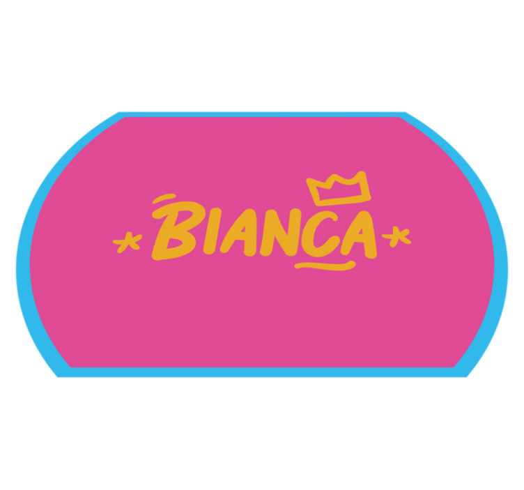 Blue bordered rug with name custom vinyl rug - TenStickers