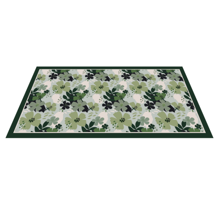 Floral Patterned Green flower vinyl rug - TenStickers