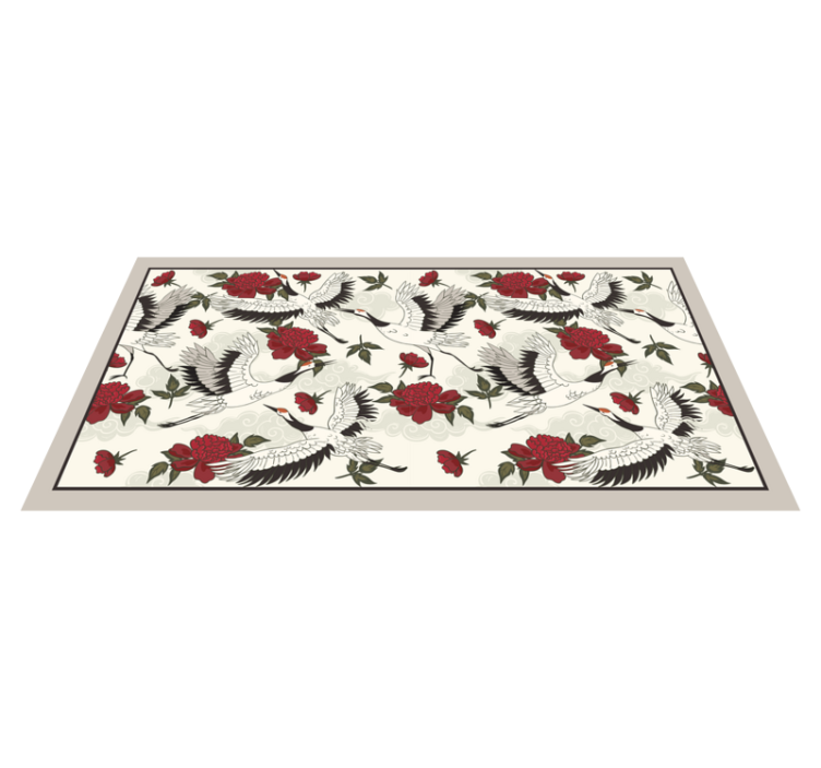 Elegant Crane Pattern nature vinyl rug - TenStickers