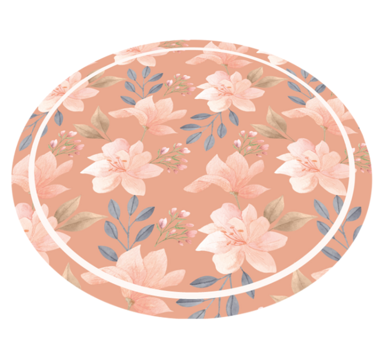 Peach Floral Pattern flower vinyl rug - TenStickers