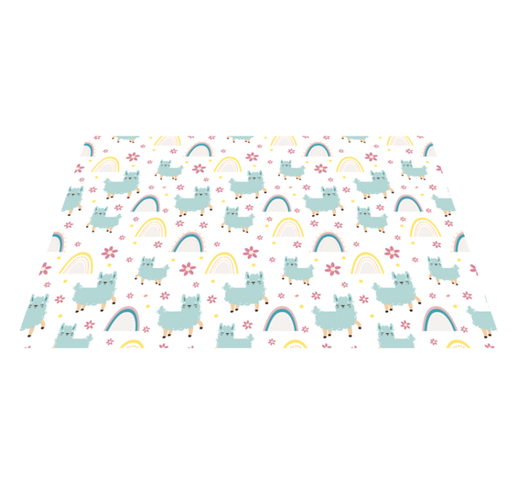 Rainbow and llamas vinyl rug - TenStickers