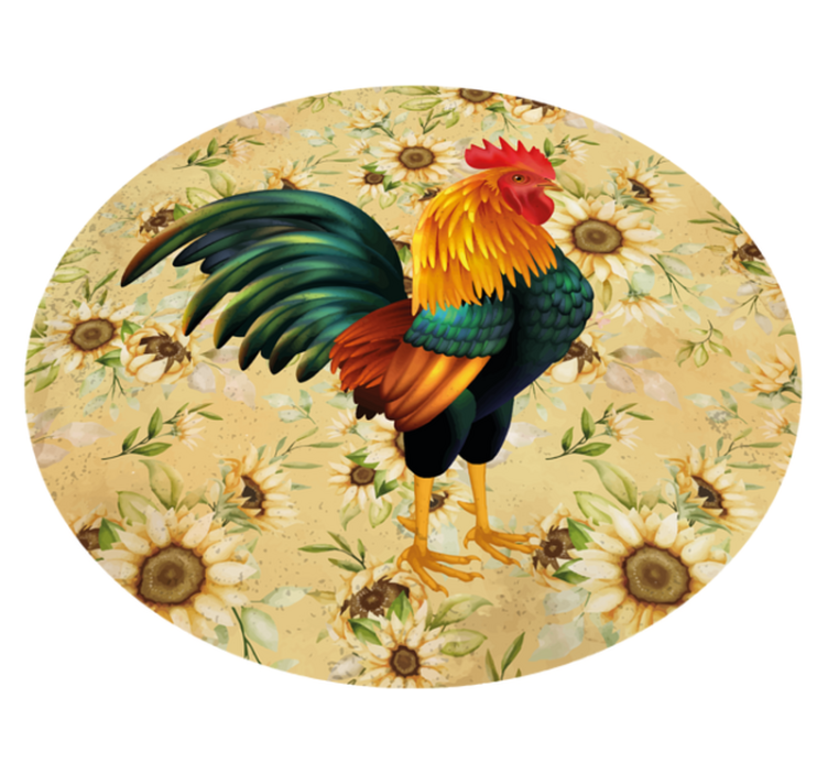 Vibrant rooster flower vinyl rug - TenStickers