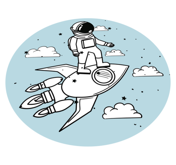 Astronaut Rocket Adventure kids vinyl rug - TenStickers