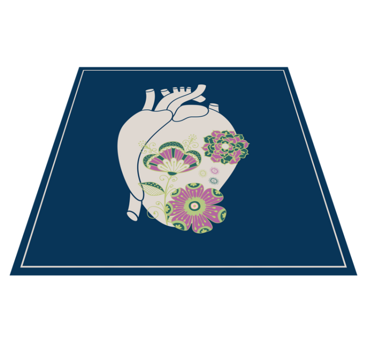 Heart Floral Pattern nordic vinyl rug - TenStickers