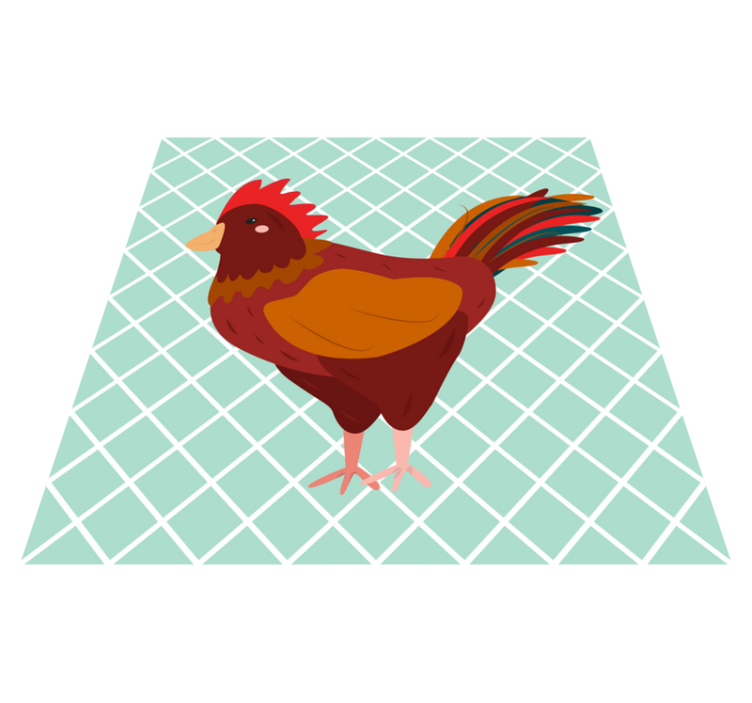 Colorful rooster illustration kitchen vinyl rug - TenStickers