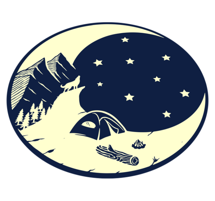 Moonlit Camping Scene nature vinyl rug - TenStickers