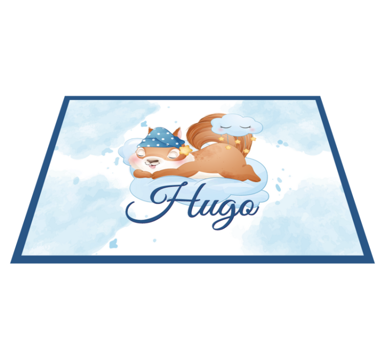 Cute squirrel for boy with name baby play mat - TenStickers