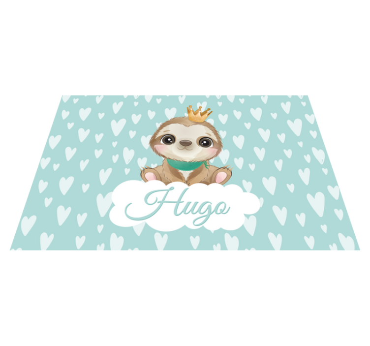 Baby sloth with name nursery vinyl rug - TenStickers