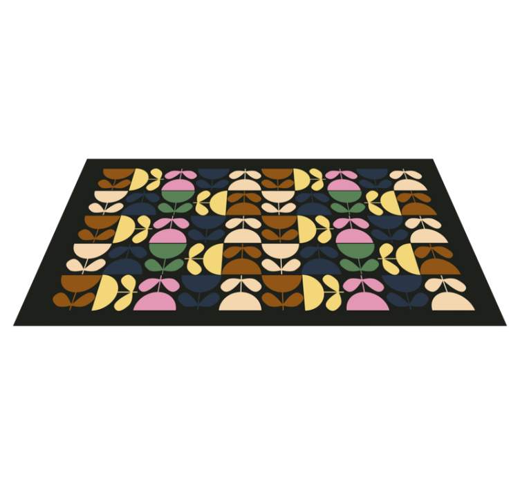 Vibrant Leaf Motifs tile vinyl rug - TenStickers