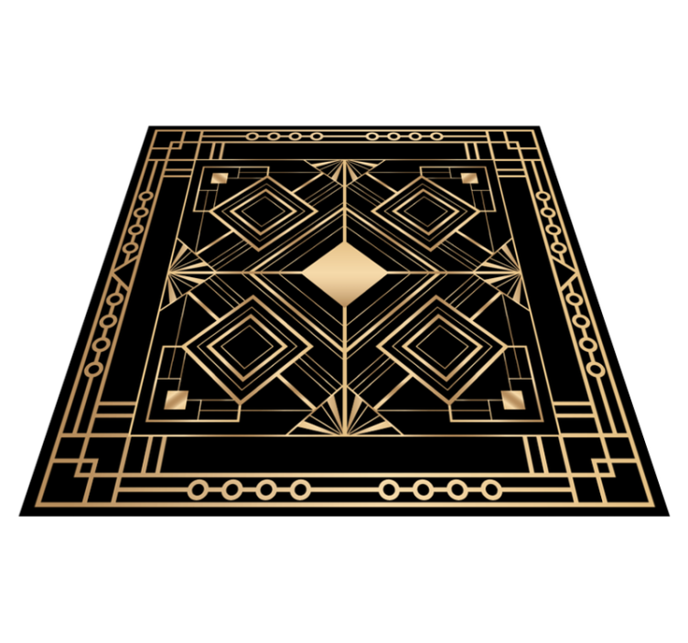 Mosaic vinyl rug geometric gold design - TenStickers