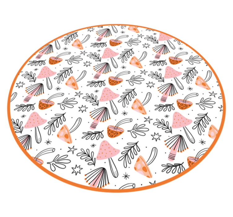 Nordic mushroom motif flower vinyl rug - TenStickers