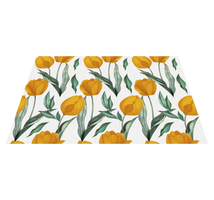 Bright Yellow Tulips flower vinyl rug - TenStickers