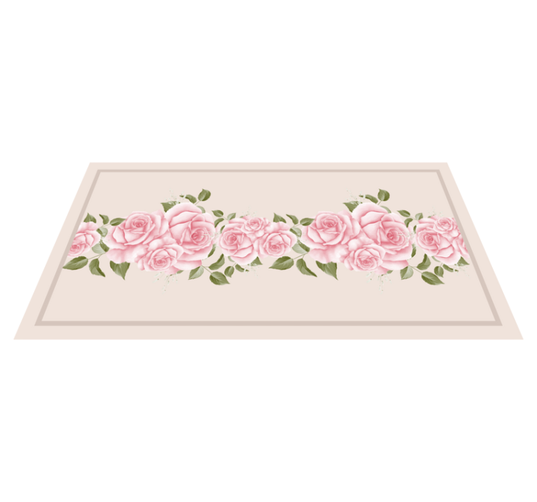 PINK ROSE BORDER flower vinyl rug - TenStickers