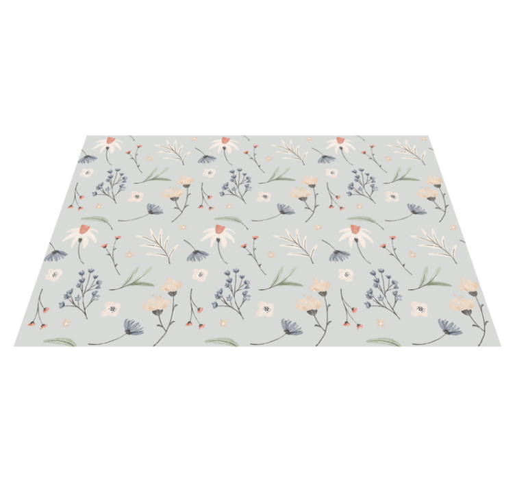 Floral Leaf Illustration flower vinyl rug - TenStickers