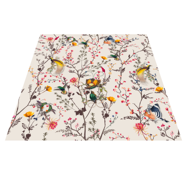 Botanical Bird Pattern floral vinyl rug - TenStickers