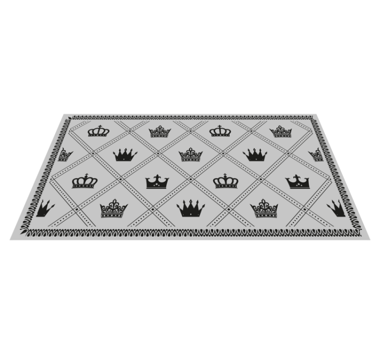 Monochrome Crown Pattern gray vinyl rug - TenStickers