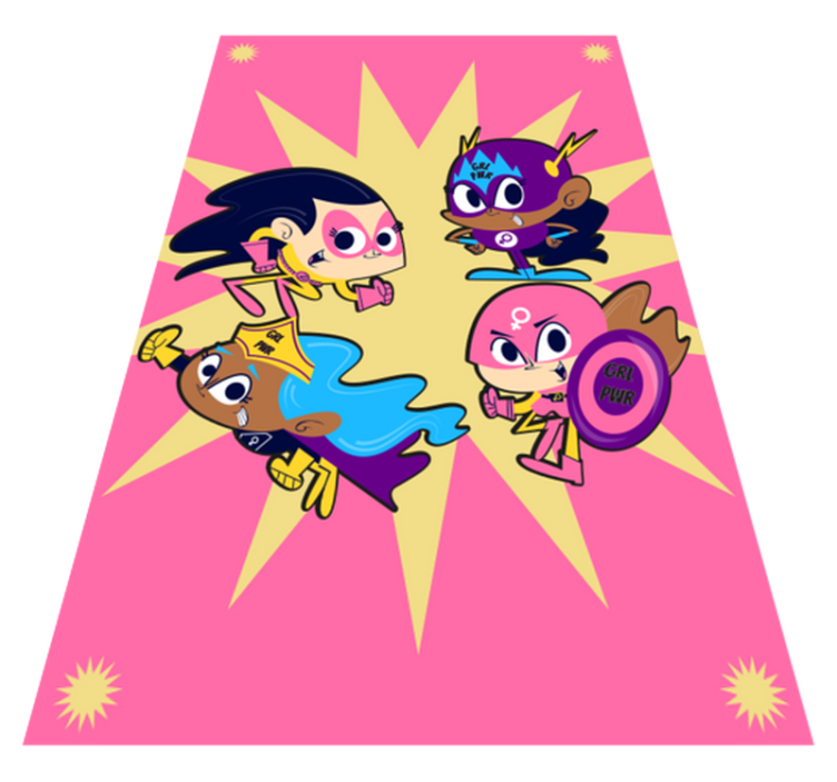 Colorful Superhero Characters playroom vinyl rug - TenStickers