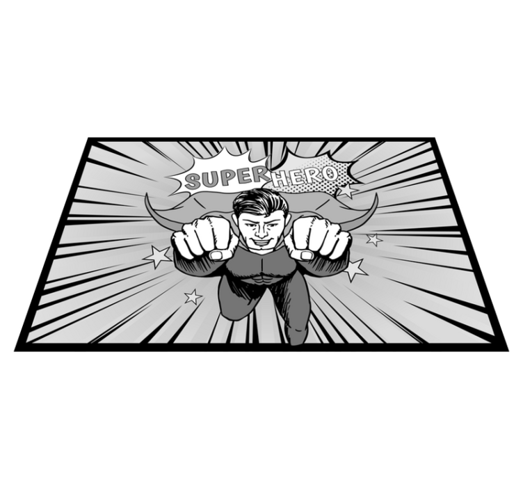 Dynamic Superhero Graphic playroom vinyl rug - TenStickers