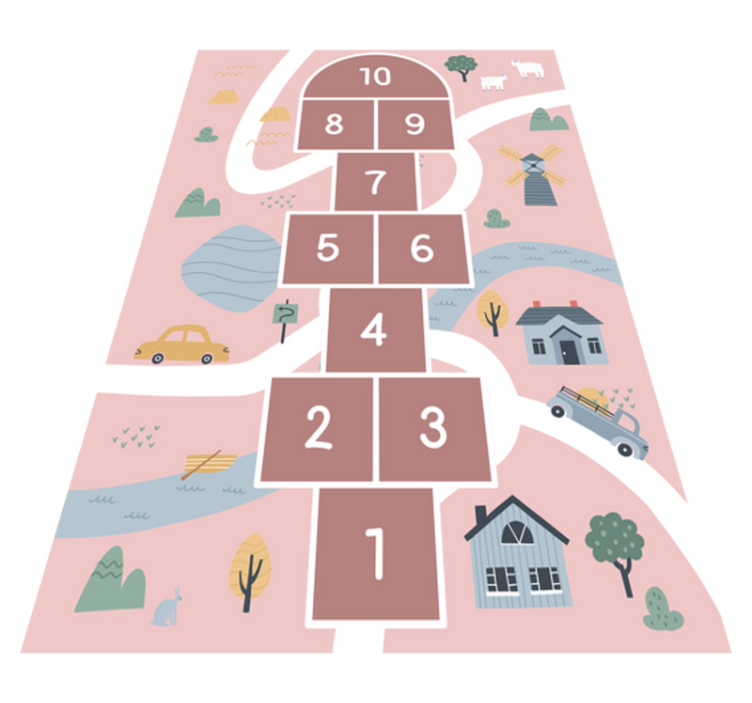 Children's Playful Hopscotch game vinyl rug - TenStickers