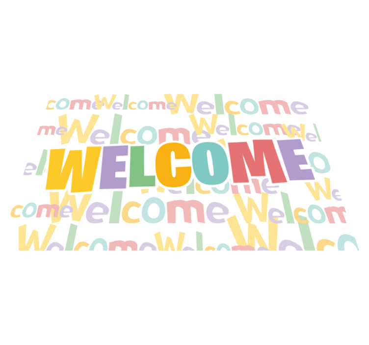 Colorful Welcome Typography custom vinyl mat - TenStickers