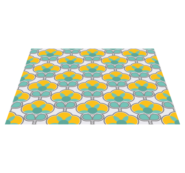 Geometric Floral Pattern geometric vinyl rug - TenStickers