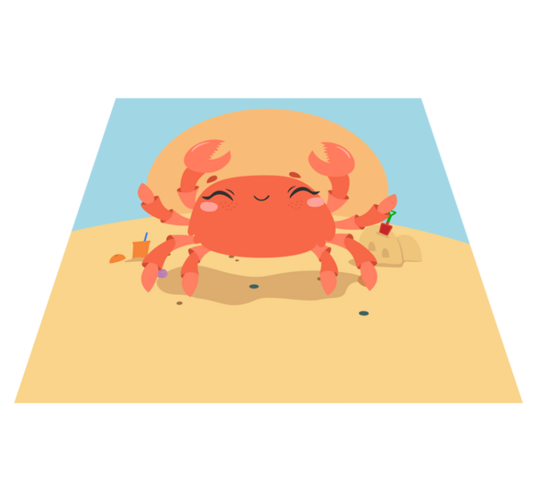 Cheerful Cartoon Crab playroom vinyl rug - TenStickers
