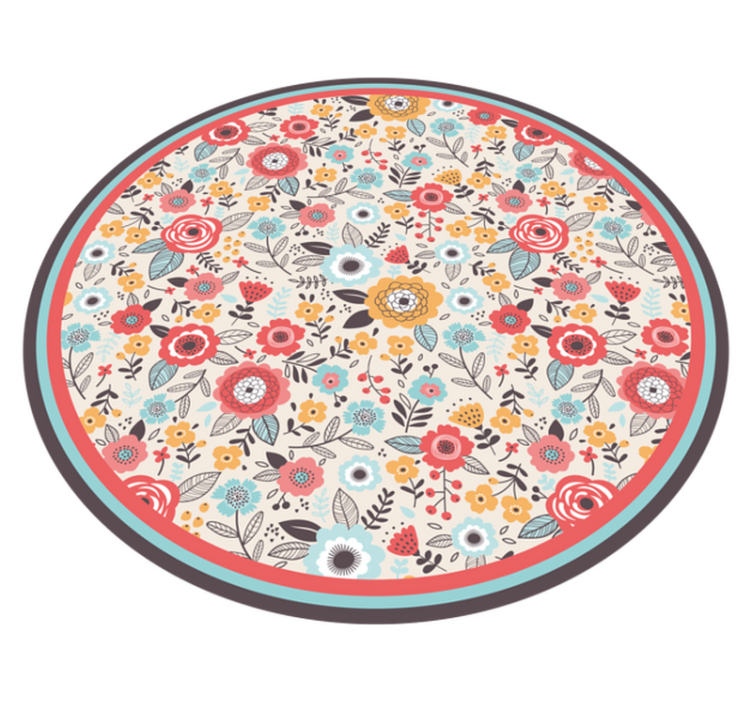 Floral Circular Design floral vinyl rug - TenStickers