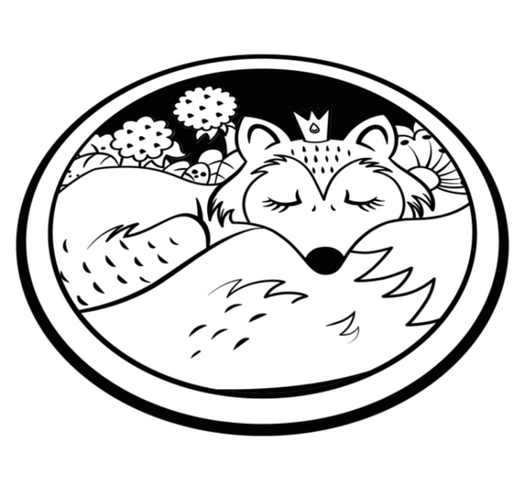 Sleeping Fox Circle animal vinyl rug - TenStickers