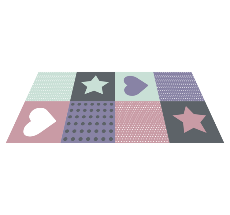 Patchwork Heart Star playroom vinyl rug - TenStickers