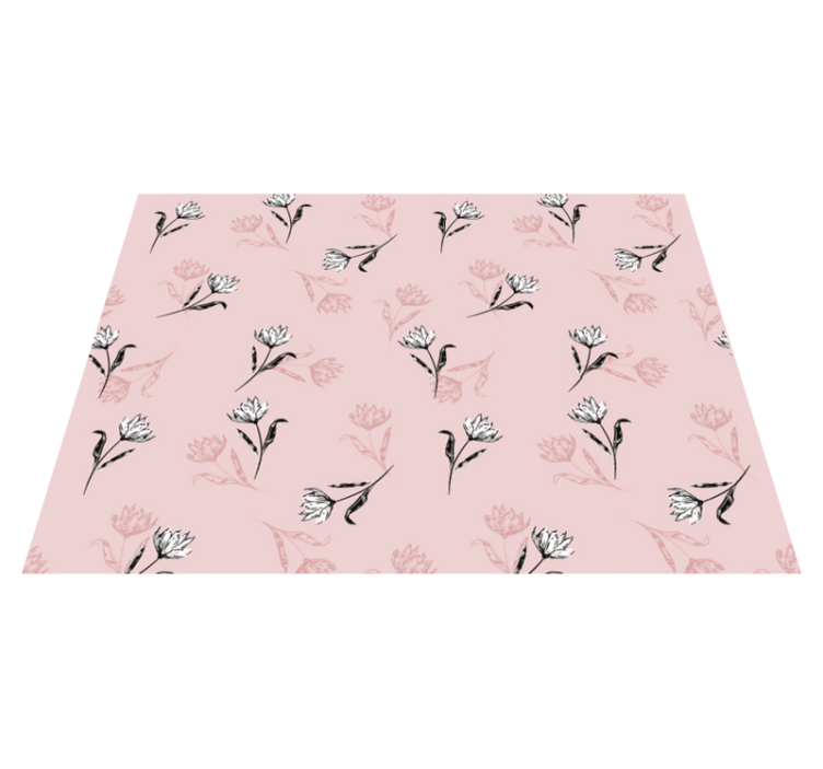 Floral Pink Background flower vinyl rug - TenStickers
