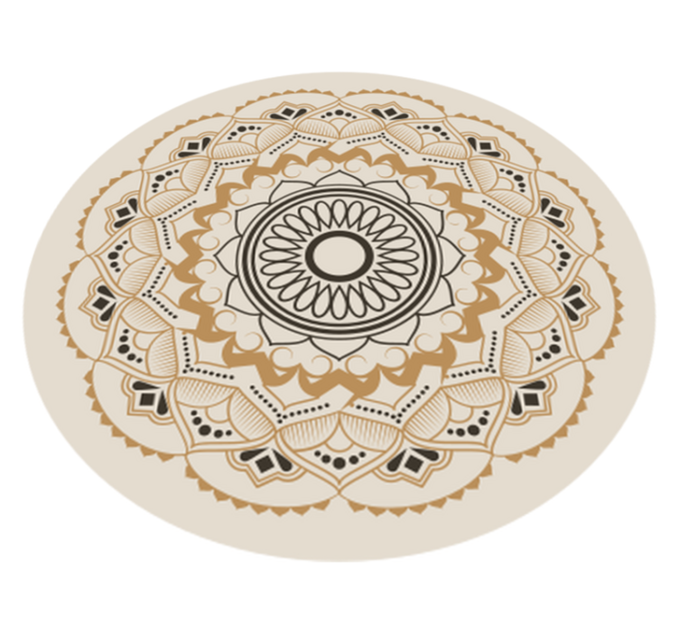 beige Mandala Circular Design mandala rug - TenStickers