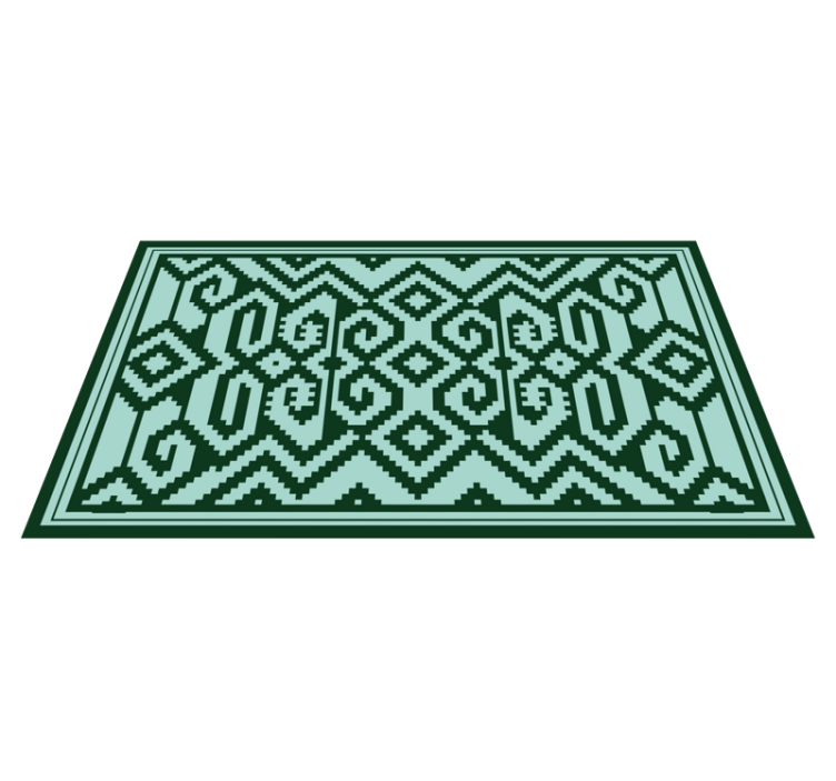 Green Geometric Patterns nordic vinyl rug - TenStickers