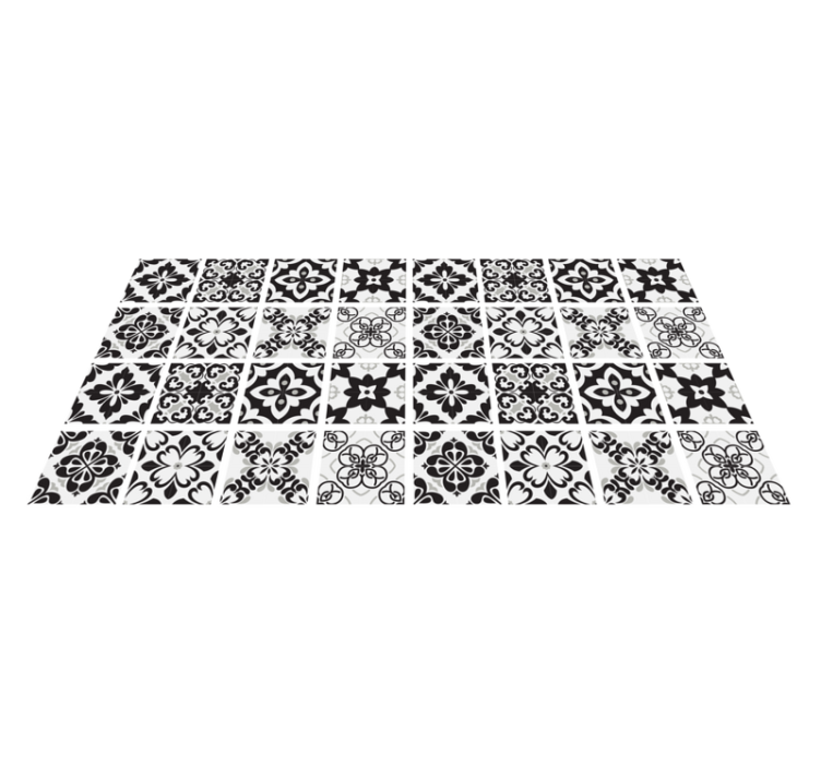 black and white hydraulic tile carpet - TenStickers