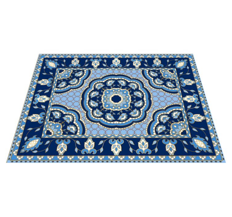 Oriental blue design dining room vinyl rug - TenStickers