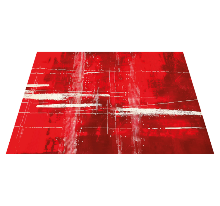 Modern lines pattern red vinyl rug - TenStickers