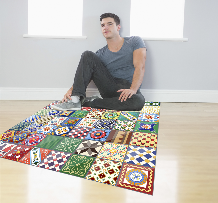 Colorful Mosaic Tile Effect tile carpet - TenStickers
