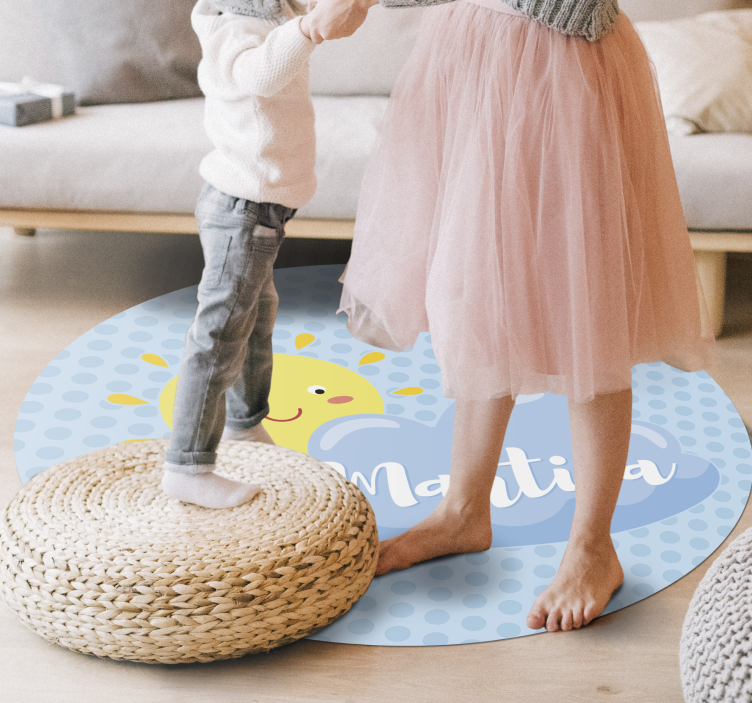 Sun and cloud with name vinyl rug - TenStickers