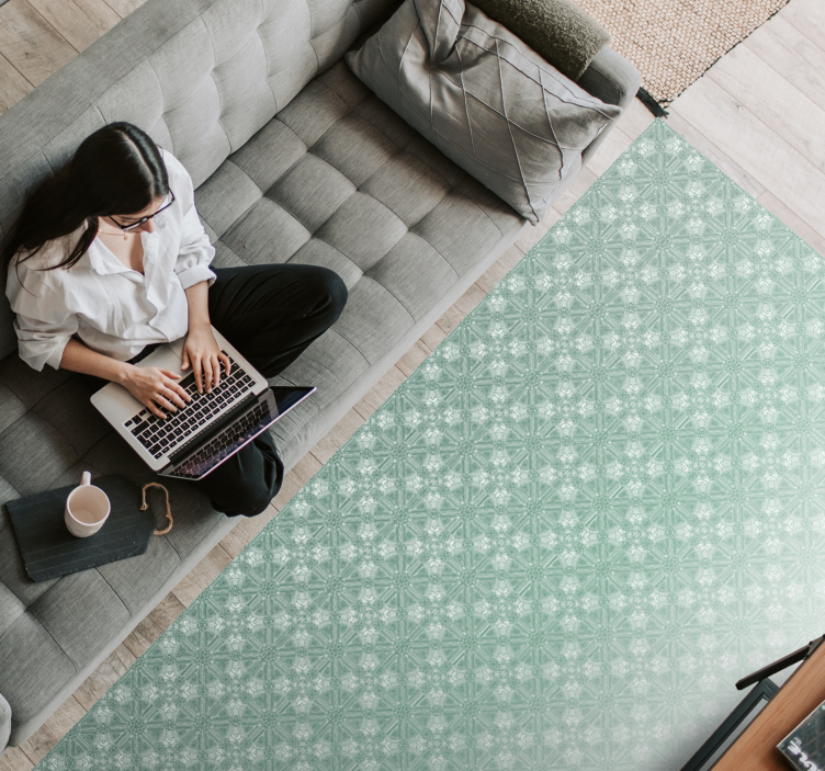 Mint green patterns bedroom vinyl rug - TenStickers